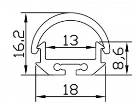 PB-AP-GL-039 LED Aluminium Channel 1 Meter(39.4inch) LED profile With Round Cover For Rigid LED Module 5630 2538 LED Strip