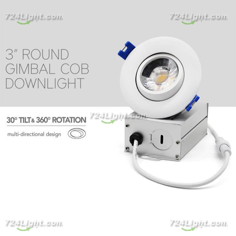 9W Round Adjustable COB Downlight Aluminum Home Recessed Living Room Bedroom Ceiling Light