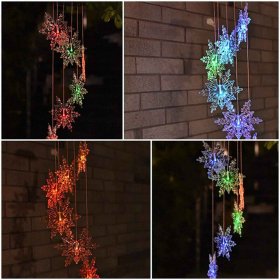 Snowflake Solar Wind Chimes, Christmas Solar Wind Chimes for Mom Kids Grandma Garden Outdoor Decor Gifts