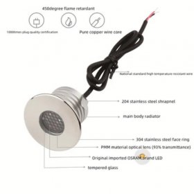 6PCS Pack 3W DC12V-24V IP67 Anti-Glare Mountable Outdoor Underground Light Stainless Steel Dimmable Honeycomb Step Light