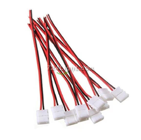 10pcs Pack Solderless Snap Down 2 pin Conductor LED Strip Connector for 10mm Wide 5050 5630 Single Color Flex LED Strips