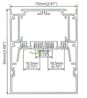 LED Aluminium Channel 1 Meter(39.4inch) 95 mm(H) x 75 mm(W) For 5050 5630 Multi Row LED Strip Light