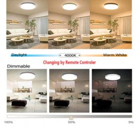 24W 14.96 inch (380mm) LED Ceiling Light Fixture CCT changable & Dimmable with RF controller Round Acrylic Shade White Finish Modern LED Flush Mount