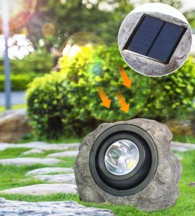 Solar Stone Light, Waterproof Resin Simulation Stone Light for Garden Lawn Path Landscape Spotlight