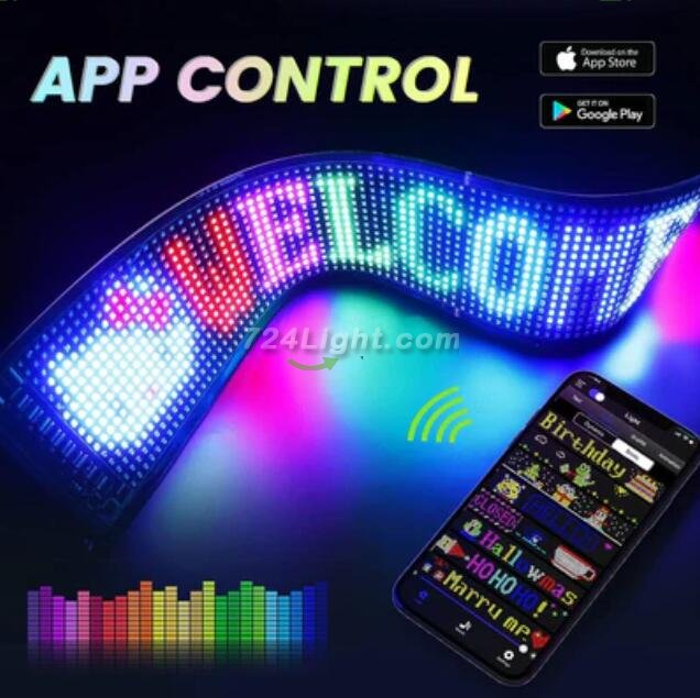 Model 1696 Small Flexible USB 5V Car LED Sign Bluetooth App Control Display Screen Text Pattern Animation LED sign display for Car Windows, Shop, Bar and Entrance Sign