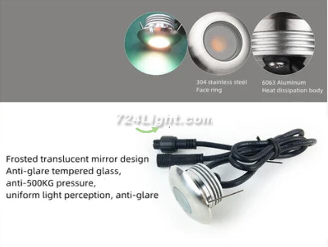8PCS Pack 1W DC12V IP67 Recessed LED Wall Corner Light Outdoor LED Step Lights Stainless Steel Inground Light