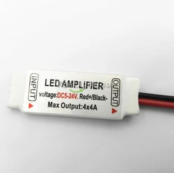 Mini RGBW Amplifier 4 Channel for 12V or 24V RGBW / RGBWW Color LED Flexible Strip Lights