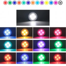 6 Pack LED Puck Lights with Remote, White Finish RGBW Color Changing Under Cabinet Lights Wireless,13 Colors Changeable LED Closet Light Dimmable,AA Battery Operate Push Night Lights with Timer Function