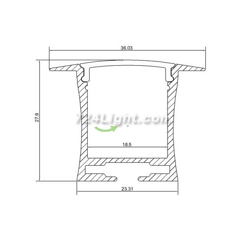 LED Aluminium Extrusion 18.6mm Recessed LED Aluminum Channel 1 meter(39.4inch) With Wings