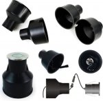 4pcs Pack Embedded Parts, Plastic Horn Shape, Black Built-in Fitting, Waterproof Outdoor/Indoor Pre-embedded Inserts, for LED Inground/Step Stair/Underwater Swimming Pool Lights