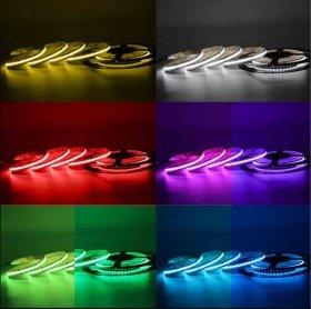 Multi-colors FCOB LED Strip 16.4FT/5M Dot Free 432LEDs/M 10W/M 12V RGB LED Light Tape