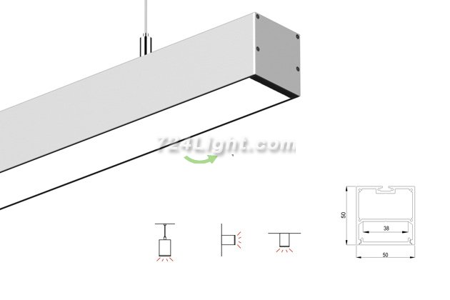 1 Meter 39.4\" Suspended LED lighting pendant LED Channel 50mm x 50mm suit 31mm led strip light