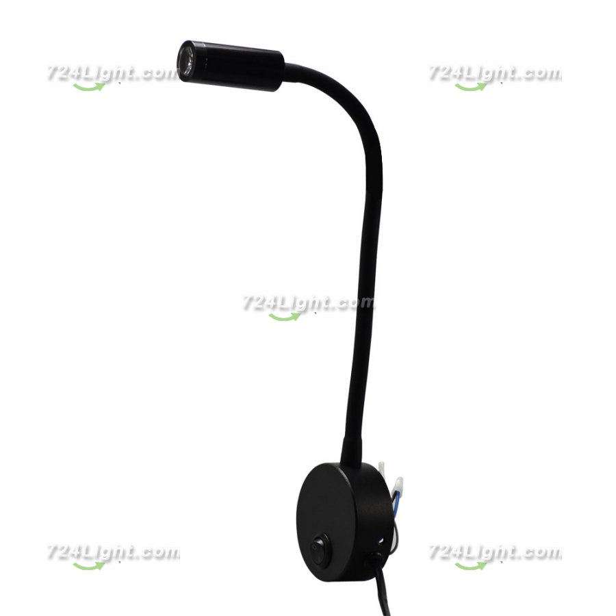 Black Bed LED Lighting Flexible With Switch and 120V AC Plug Suit For Bedside Reading Laptop Local Lighting White