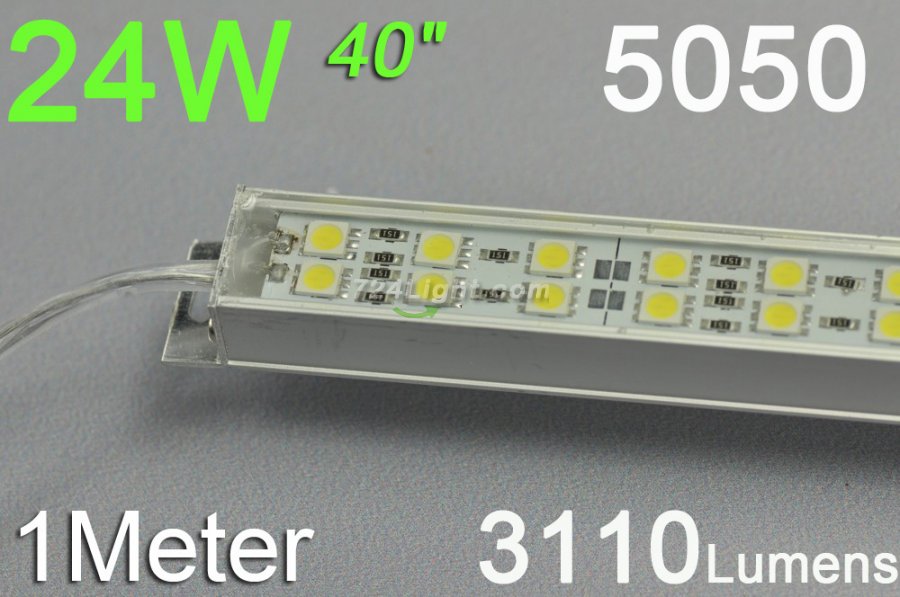 1meter Double Row 12V Waterproof LED Strip Bar 39.3inch 5050 1M Rigid LED Strip 12V With DC connector 144LEDs/M