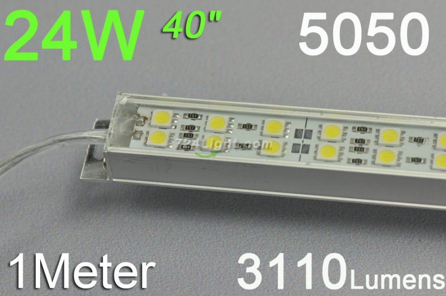 1meter Double Row 12V Waterproof LED Strip Bar 39.3inch 5050 1M Rigid LED Strip 12V With DC connector 144LEDs/M