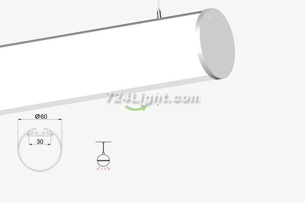 0.5 meter 19.7\" LED Suspended Tube Light LED Aluminum Channel Diameter 60mm suit 30mm Flexible LED Strips