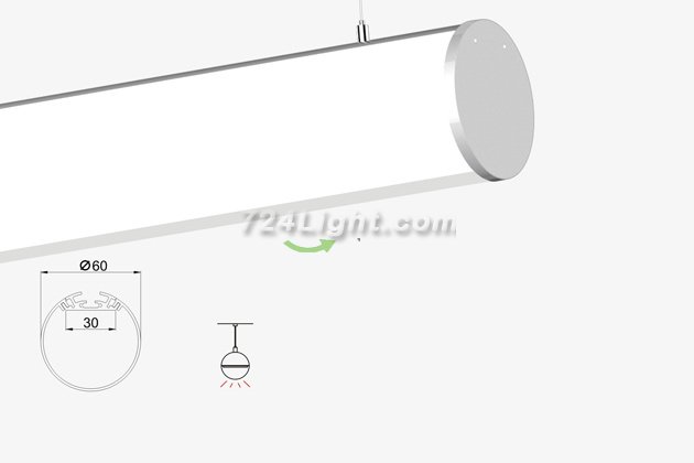 1 Meter 39.4â€ LED Suspended Tube Light LED Aluminum Channel Diameter 60mm suit 30mm Flexible LED Strips