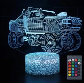 Transportation Images 3D Illusion LED Night Light w/ 16 Colors Remote Touch Switch Adjustable Brightness for Kids Bedroom Decoration