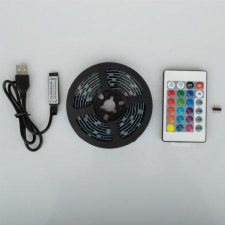 (image for) LED 5050 Light Strip RGB 24 Key Remote Control TV Light Strip Set Colorful Waterproof Interior Decoration Atmosphere Light Strip