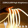 (image for) 32.8Feet 110V AC / 220V AC Spotless FCOB LED Flexible Strip Light, IP65 Waterproof High Brightness with Inline Switch
