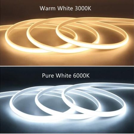 (image for) 32.8Feet 110V AC / 220V AC Spotless FCOB LED Flexible Strip Light, IP65 Waterproof High Brightness with Inline Switch