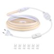 (image for) 32.8Feet 110V AC / 220V AC Spotless FCOB LED Flexible Strip Light, IP65 Waterproof High Brightness with Inline Switch