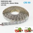 (image for) High CRI 90 LED light strip, 12V Dimmable SMD5050-600 Double Row Flexible LED Strips, 120 LEDs 1800LM Per Meter, 15mm Width Tape