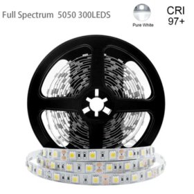 16.4FT 5Meter SMD5050 300LED 12V 60W True Color CRI95+ Full Spectrum Natural Light LED Strip Light