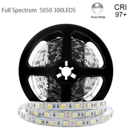 (image for) 16.4FT 5Meter SMD5050 300LED 12V 60W True Color CRI95+ Full Spectrum Natural Light LED Strip Light