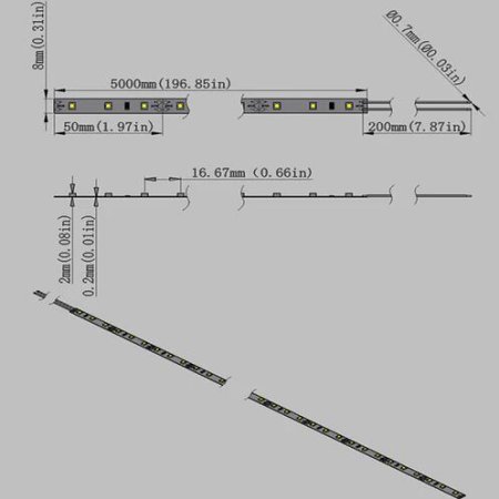(image for) 12V Red/Blue/Green/Yellow Dimmable Flexible LED Strips SMD3528-300 300LM 60 LEDs/Mtr 8mm Width