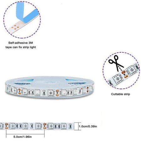 (image for) 395nm 405nm Black Light SMD5050-300 12V 6A 72W UV (Ultraviolet) LED Strip Light Flex