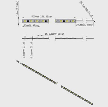 (image for) DC 12V Dimmable SMD5050-300 Flexible LED Strips 60 LEDs Per Meter 10mm Width 900lm Per Meter