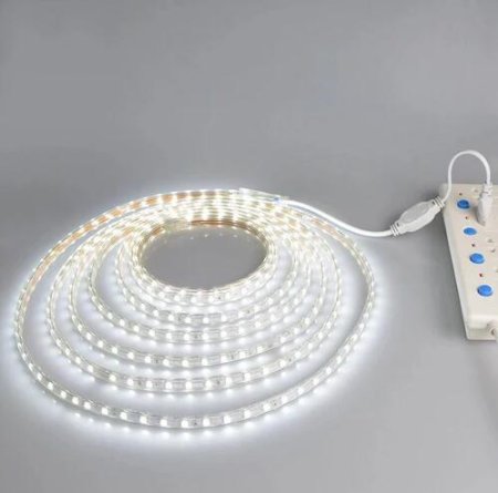 (image for) AC 110V 220V SMD5050 High Voltage Flat Strip Light 60 LEDs Per Meter 12mm Width with Wall Outlet Power Plug