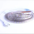 (image for) AC 110V 220V SMD5050 High Voltage Flat Strip Light 60 LEDs Per Meter 12mm Width with Wall Outlet Power Plug