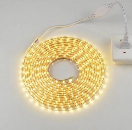 (image for) AC 110V 220V SMD5050 High Voltage Flat Strip Light 60 LEDs Per Meter 12mm Width with Wall Outlet Power Plug