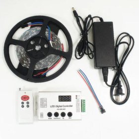 (image for) TM1914 Addressable Dream Color LED Light Strip, 12VDC 16.4Ft/5M 5050 RGB Pixel LED Strip Kit with 60LEDs /Mtr