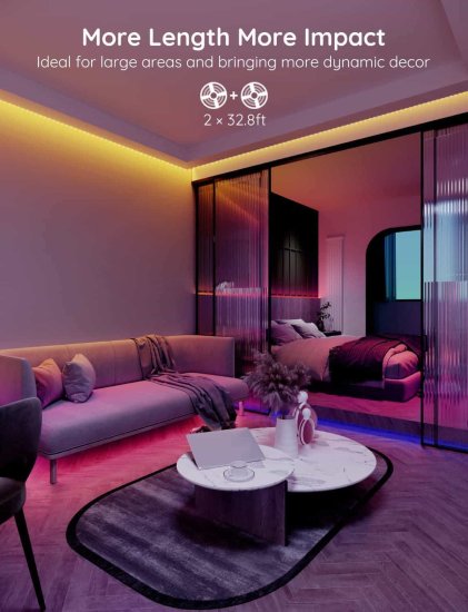 (image for) 16.4ft Color Changing LED Strip Lights, Bluetooth LED Lights with App Control, Remote, Control Box, 64 Scenes and Music Sync Lights for Bedroom, Room, Kitchen, Party