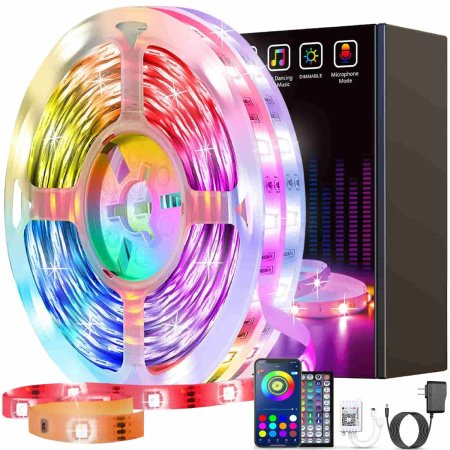 (image for) LED Strip Lights 150ft, Jerritte Smart LED Lights Kit Remote and App Controlled Music Sync RGB Color Changing LED Lights for Bedroom Room Home DÃ©cor