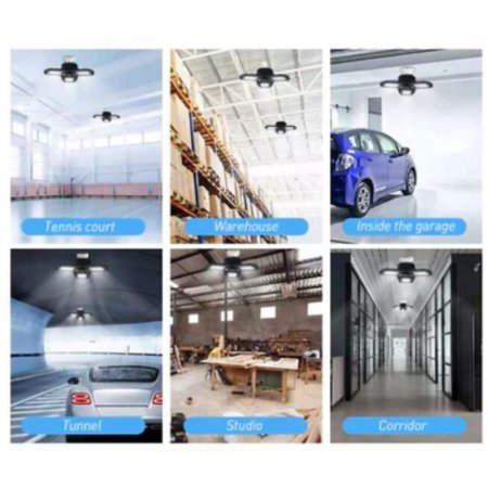 (image for) LED Garage Light 60W CRI 80 6000LM 6000K Deformable E26/E27 Base LED Ceiling Light for Garage