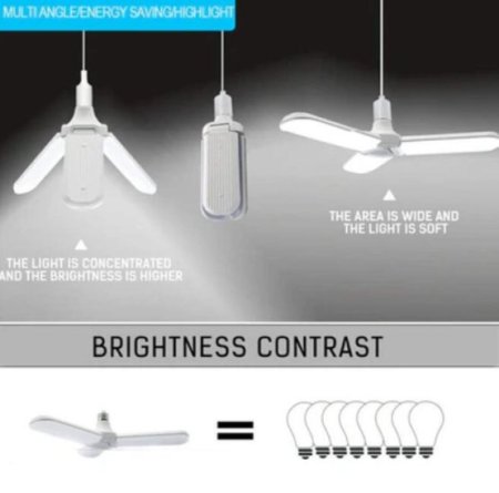 (image for) 45W Deformable LED Garage Ceiling Lights 4500LM 6500K White 400 Watt Equivalent CRI80+ E26/E27 Base