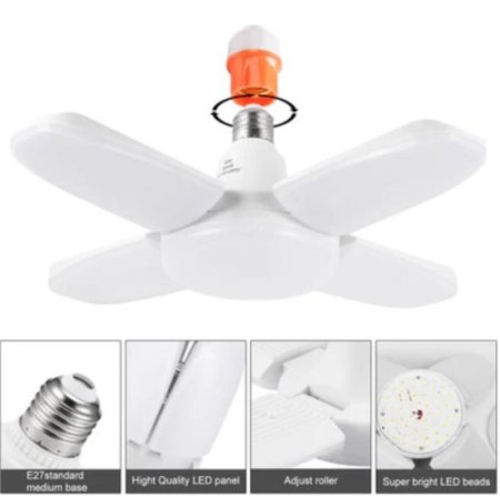 (image for) 60W LED Shop Light Deformable LED Garage Lights CRI80+ 6000LM 6500K White 400W Equivalent