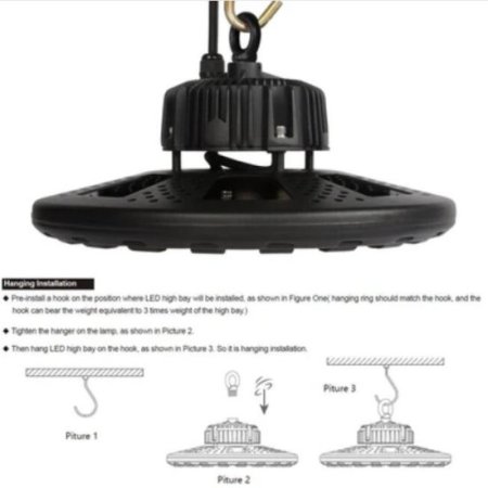 (image for) 200W UFO LED High Bay Light Fixture 17000LM CRI>80 IP65 Waterproof 100-277VAC Non-Dimmable for Warehouse & Supermarket