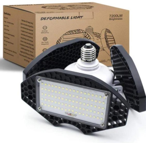 (image for) LED Garage Lights 55W Deformable LED Shop Light 7200LM Daylight White 400W Equivalent Work Light