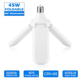 (image for) 45W Deformable LED Garage Ceiling Lights 4500LM 6500K White 400 Watt Equivalent CRI80+ E26/E27 Base