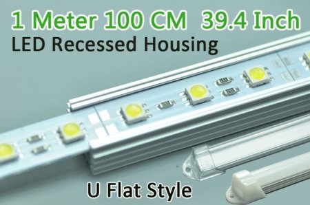 (image for) LED Aluminium Profile LED Strip Light Aluminium Profile 1M U Flat Style Rail Aluminium