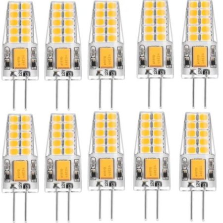 (image for) 10 Pack G4 LED Light Bulb Bi-Pin Silicon Encapsulation 12V 2.5 W CRI>80 290-310Lumen 20x2835 LEDs 25W Equivalent