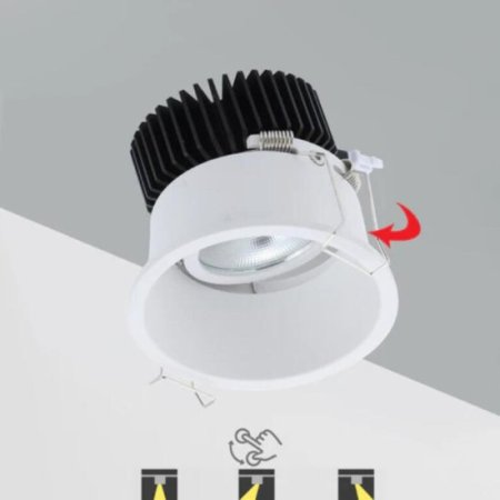 (image for) 15Watt 92mm (3.62'') Cutout COB LED Ceiling Light, Anti-Glare Tilt LED Spotlight Twist LED Recessed Downlight, Spotlight Kit