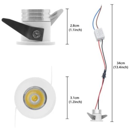 (image for) 4 Pack 3W 1.1inch(28MM) Mini LED Recessed Spot 85~265VAC Non-Dimmable LED downlight