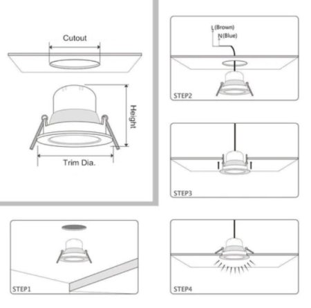 (image for) 10 Pack 3W Dimmable Antifog LED Downlight CRI80 Flat Diffuser Ceiling Light -2-3/8'' Cutout