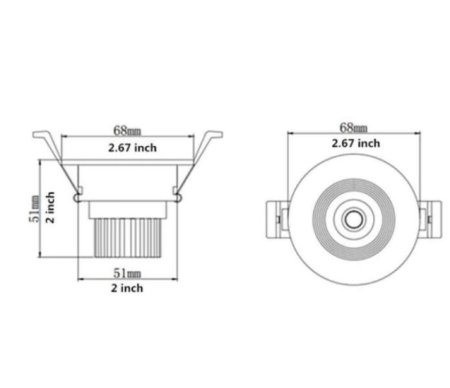 (image for) 3W Dimmable LED Downlight CRI80 COB LED Ceiling Light Cut-out 2in/51mm 25W Halogen Bulbs Equivalent